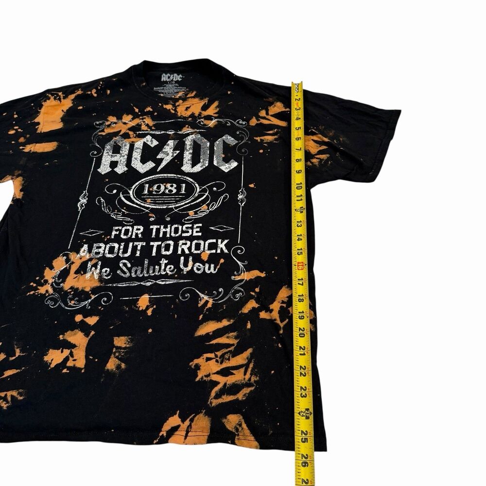 AC/DC T-Shirt Bleached Print Band 80s Mens Large Music Black Short Sleeve - Picture 6 of 6